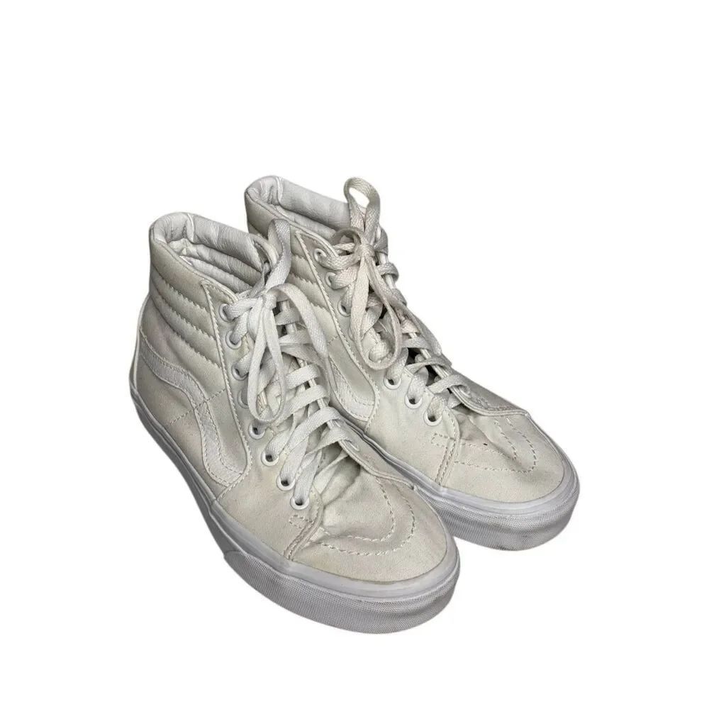 Vans off the wall white classic high top canvas sneakers size 7